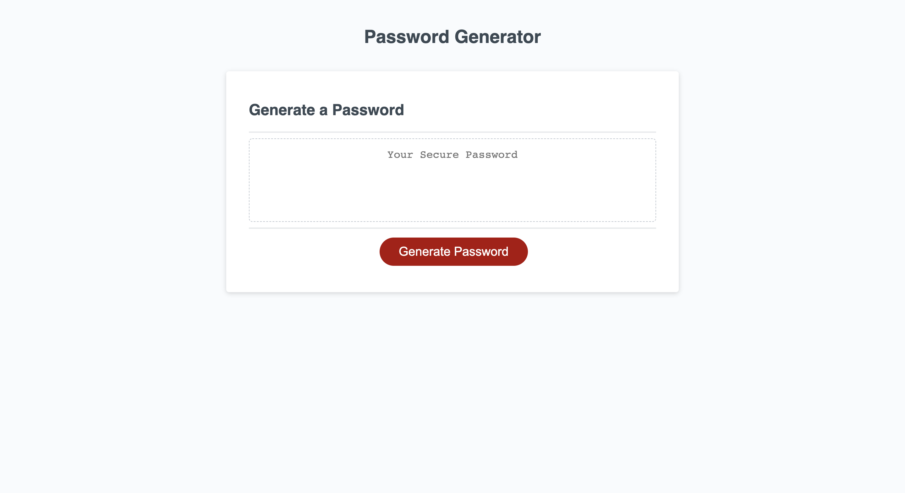 Password Generator web page