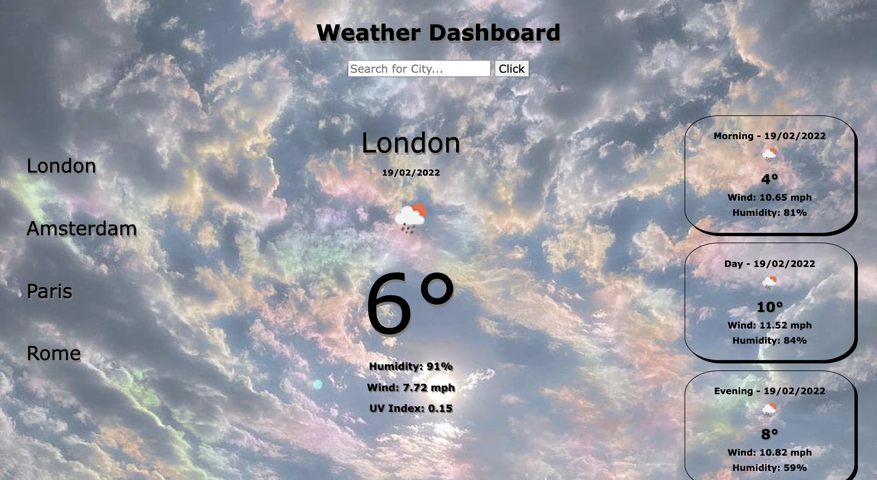 Weather App web page